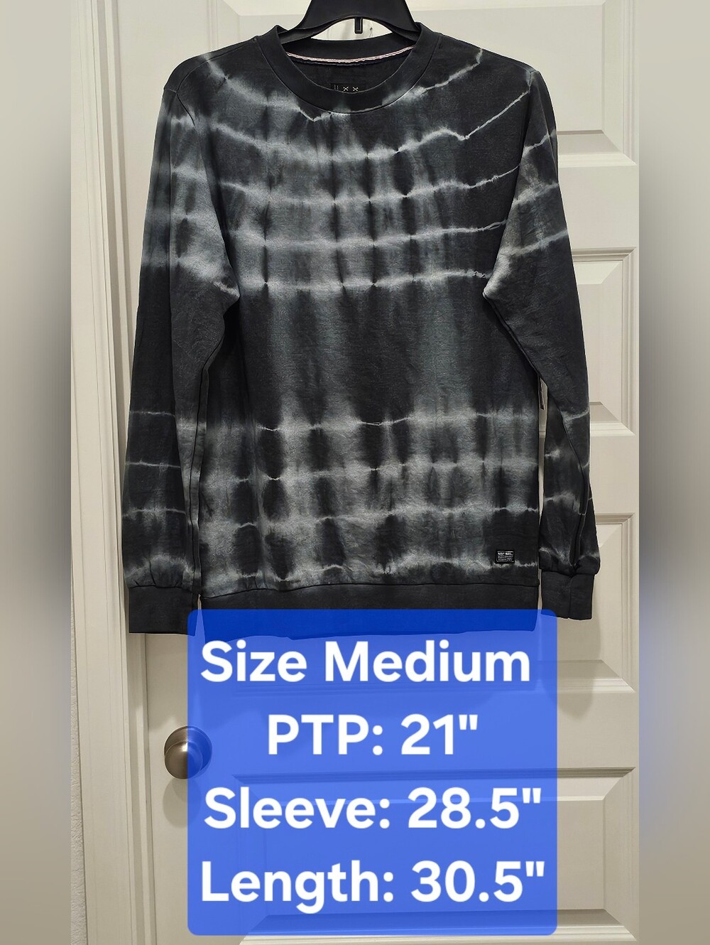 NWT Navy Yard Men's Tie Dye Long Sleeve Sweatshirt Medium Grey/Black
